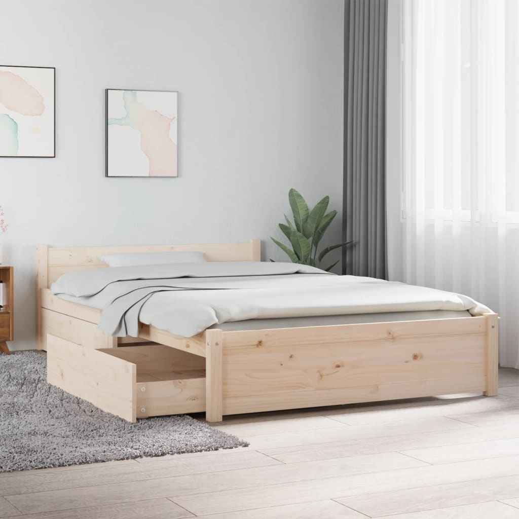 vidaXL Estrutura de cama com gavetas 135x190 cm casal